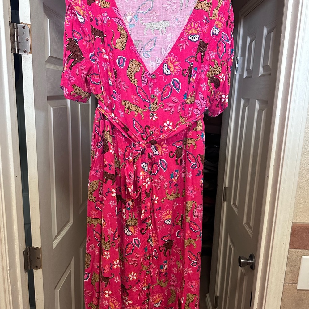 Torrid Pink Wrap Maxi Dress with Puff Sleeves
